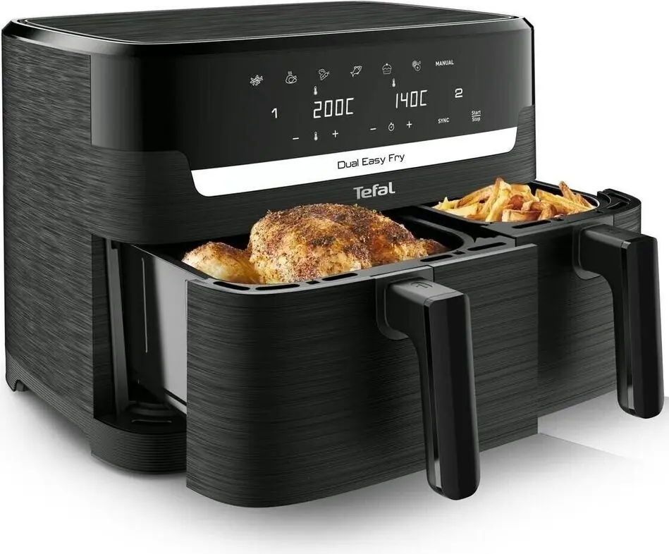 Friteuza cu aer cald Tefal Dual Easy Fry EY901N40 (Black)