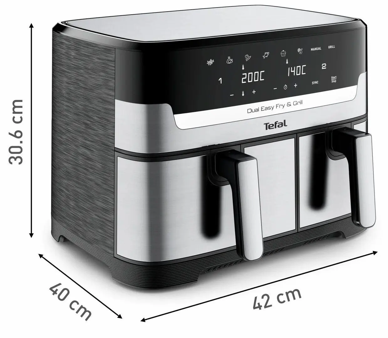 Friteuza cu aer cald Tefal Dual Easy Fry & Grill EY905D10 (Inox/Black)