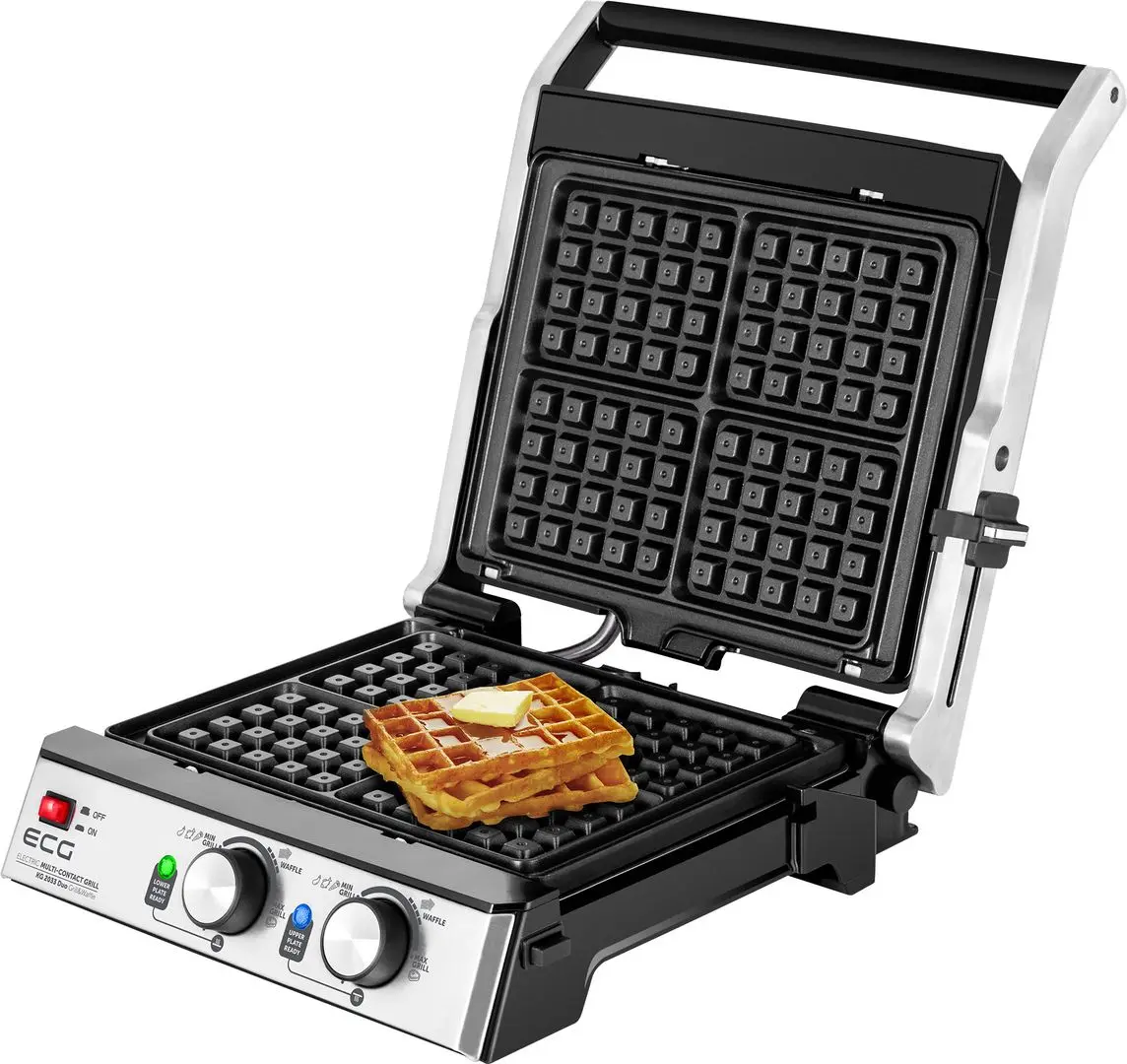 Электрогриль ECG Duo Grill & Waffle KG 2033 (Inox/Black)