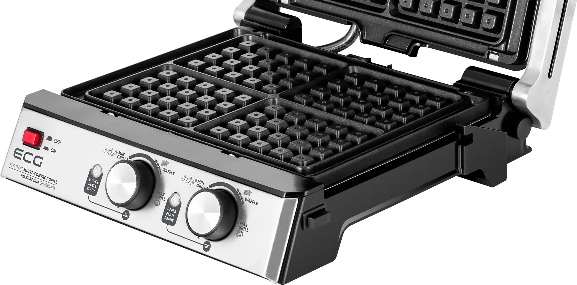 Электрогриль ECG Duo Grill & Waffle KG 2033 (Inox/Black)