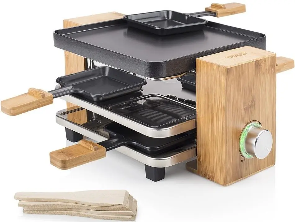 Grill cu raclete Princess Pure 4 0116290001001 (Black/Bamboo)