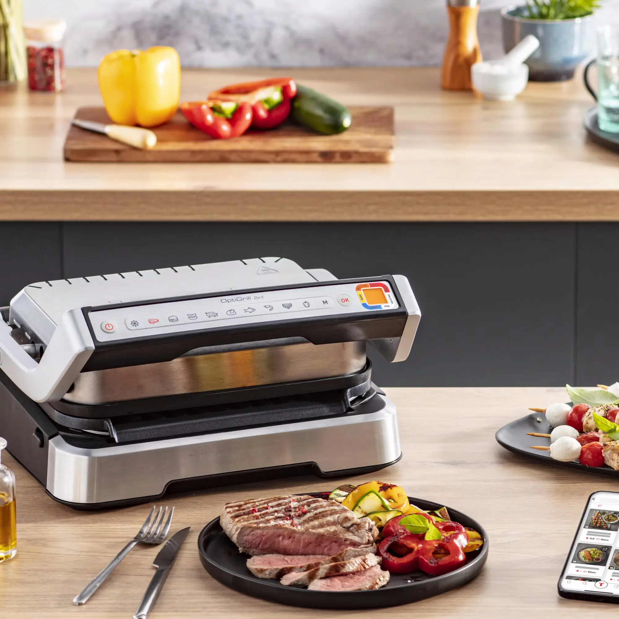 Grill electric Tefal OptiGrill 2in1 GC773D30 (Silver)