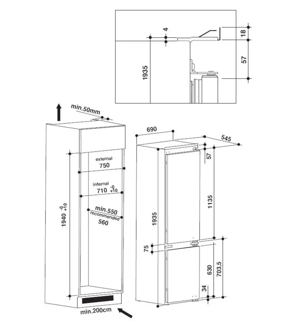 Встраиваемый холодильник Whirlpool SP 40801