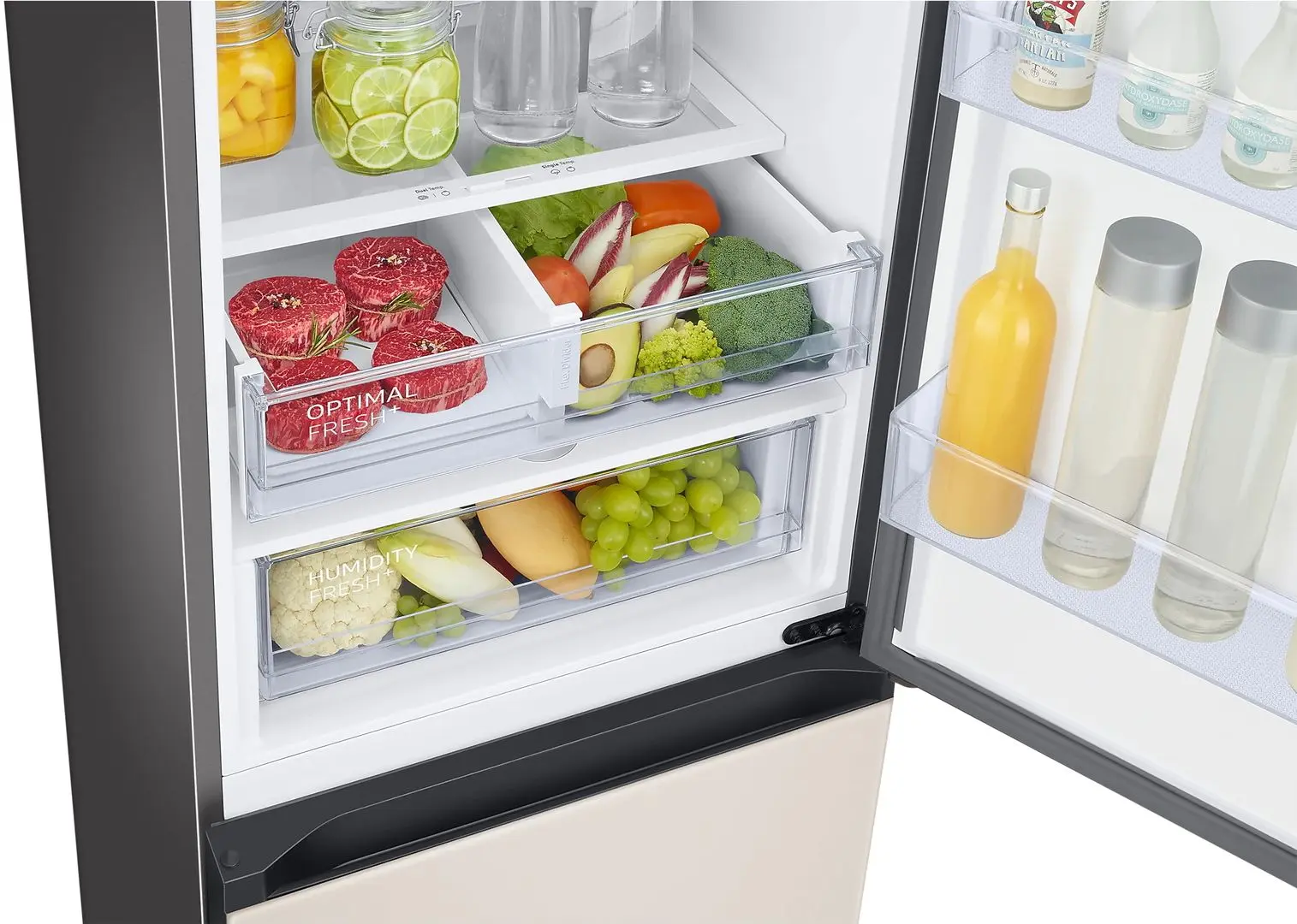 Frigider Samsung Bespoke RB38A6B6239/UA (Beige Wood/Gray)