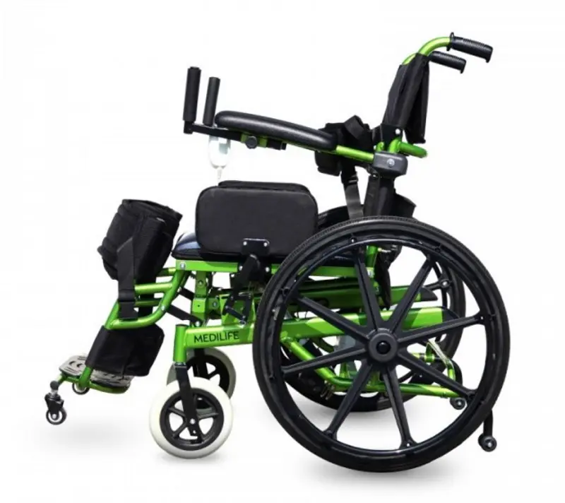 Scaun cu rotile electric cu verticalizator Medilife V5 (Black/Green)