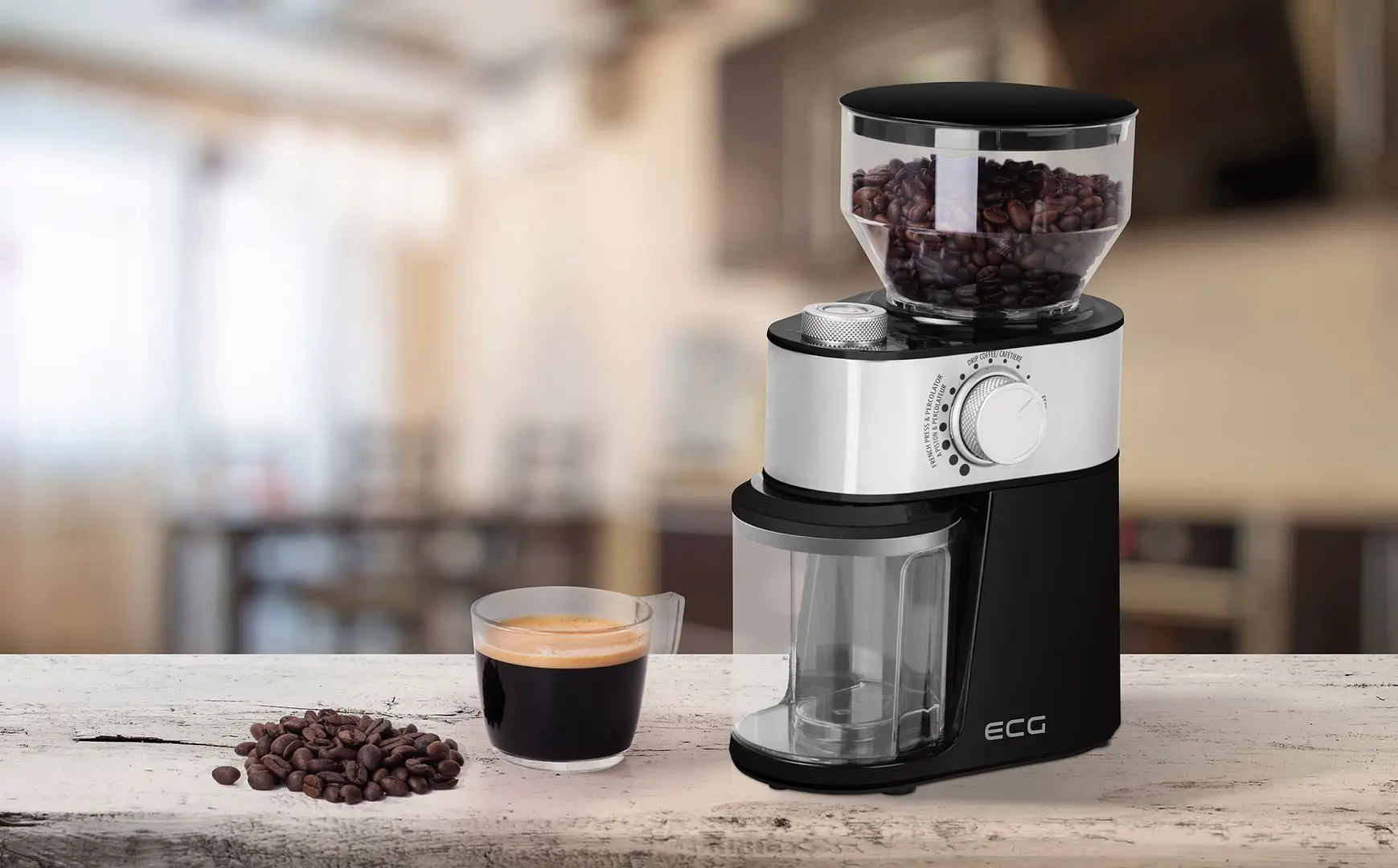 Rasnita de cafea ECG KM 1412 Aromatico (White/Silver)