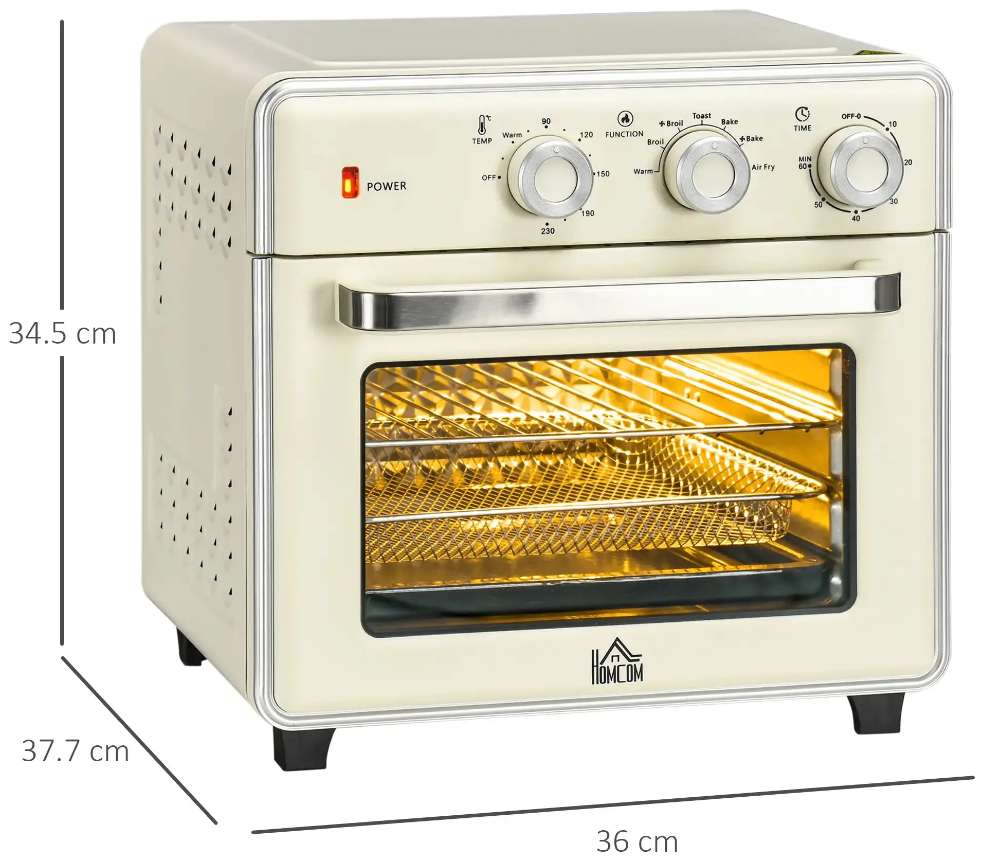 Cuptor electric Homcom 800-152V90CW (Cream White/Silver) - 6