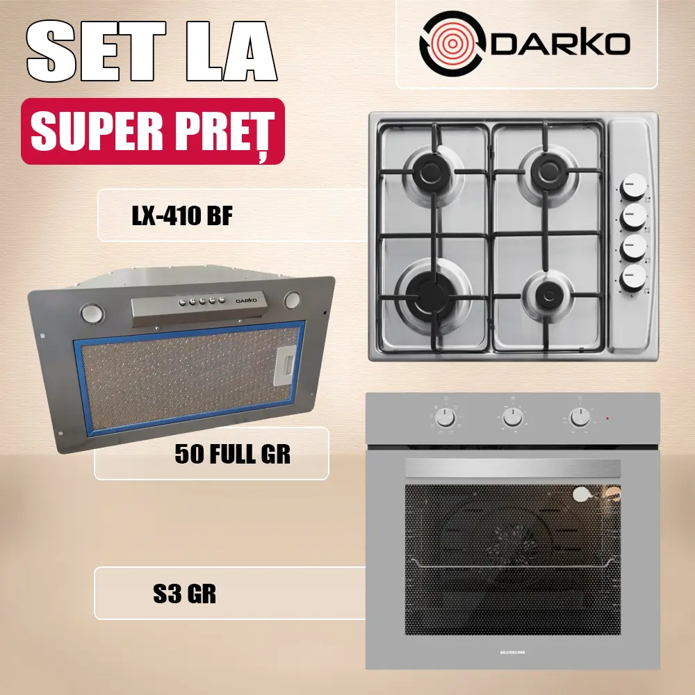 Set electrocasnice incorporabile Darko S3 GR + LX-410 BF + 50 Full (Grey)