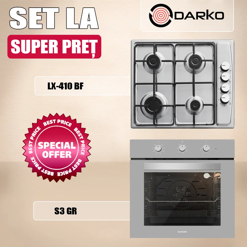 Set electrocasnice incorporabile Darko S3 GR + LX-410 BF (Grey/Inox)