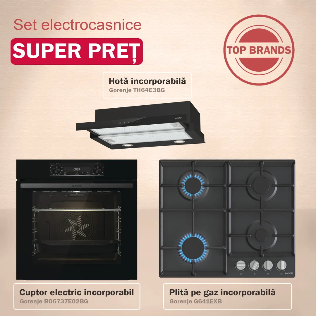 Set electrocasnice incorporabile Gorenje BO6737E02BG + G 641 EXB + TH64E3BG (Black)