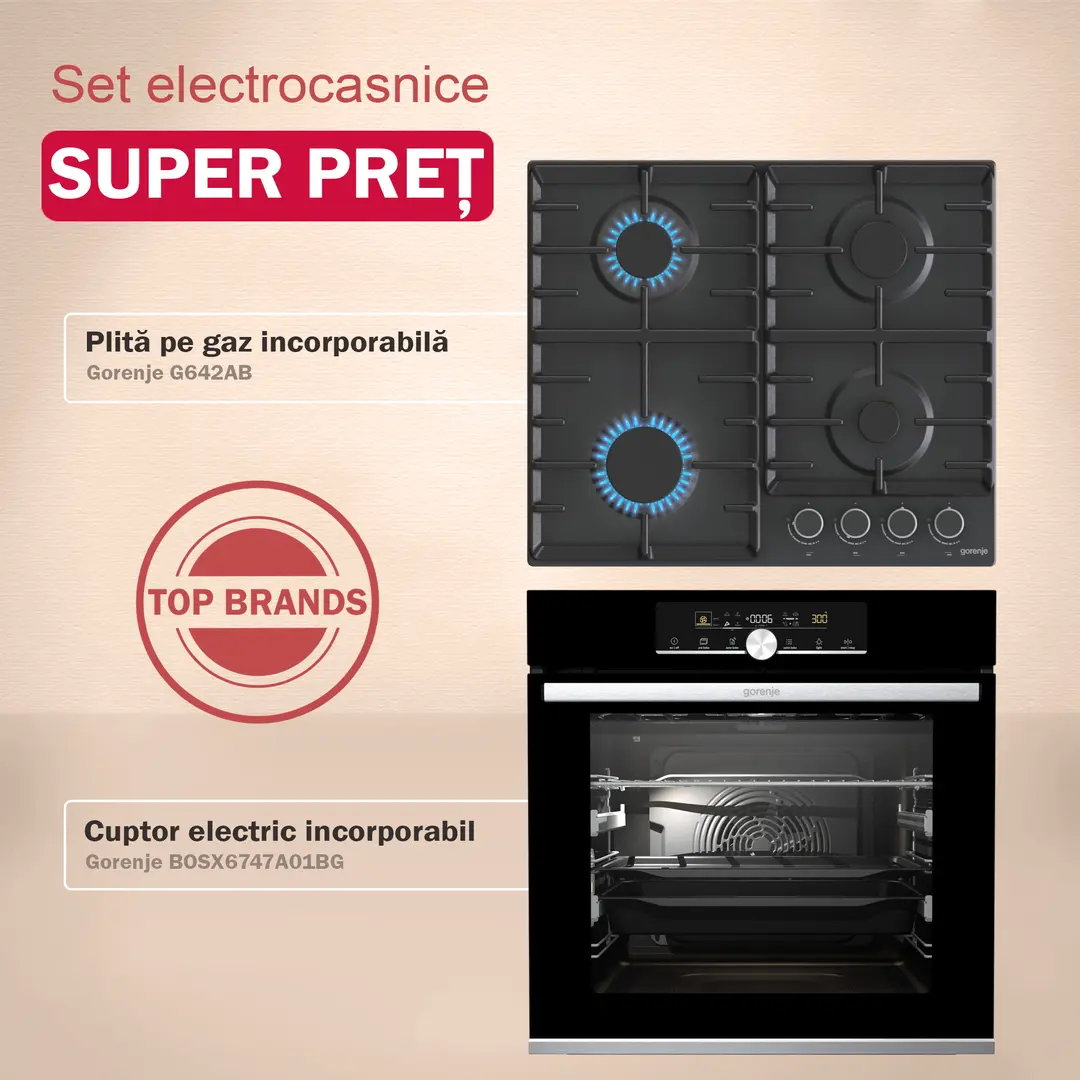 Комплект встраиваемой бытовой техники Gorenje BOSX6747A01BG + G642AB (Black/Inox)