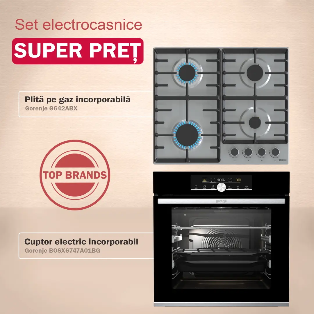 Комплект встраиваемой бытовой техники Gorenje BOSX6747A01BG + G642ABX (Black/Inox)