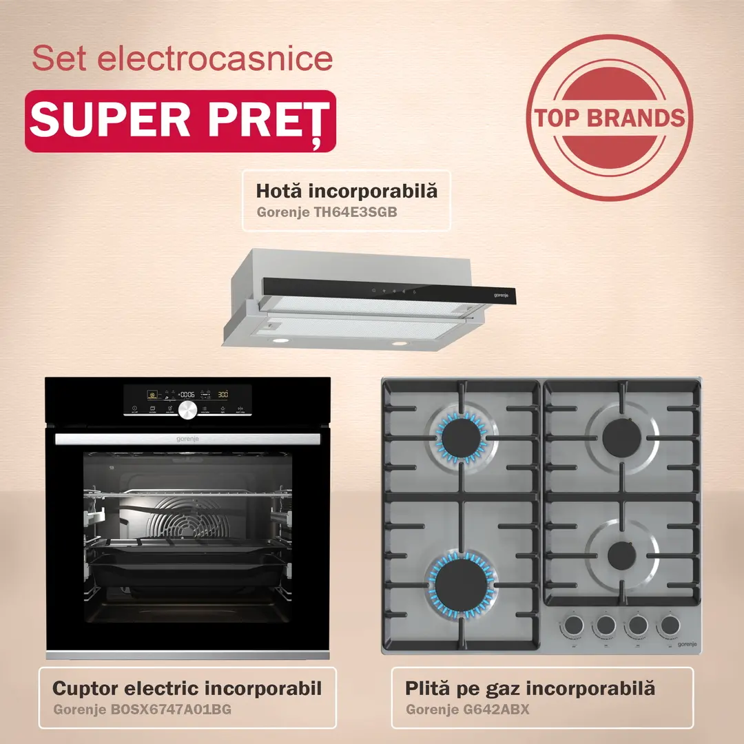 Комплект встраиваемой бытовой техники Gorenje BOSX6747A01BG + G 642 ABX + TH64E3SGB (Black/Inox)