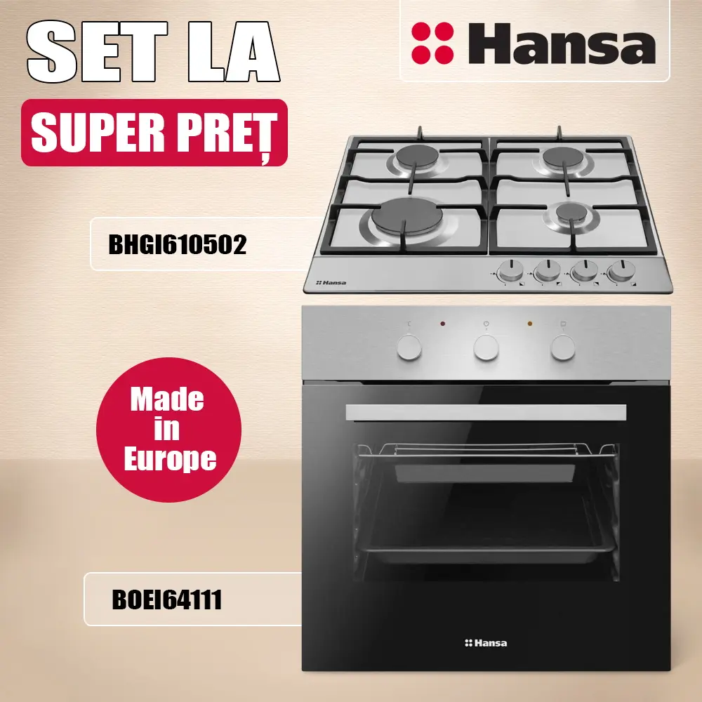 Set electrocasnice incorporabile Hansa BOEI64111 + BHGI610502 (Inox)