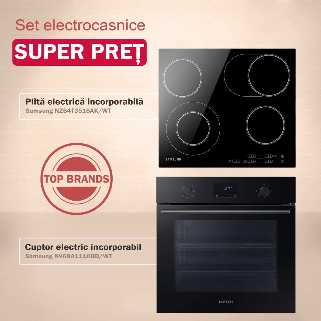 Set electrocasnice incorporabile Samsung NV68A1110BB/WT + NZ64T3516AK/WT (Black)