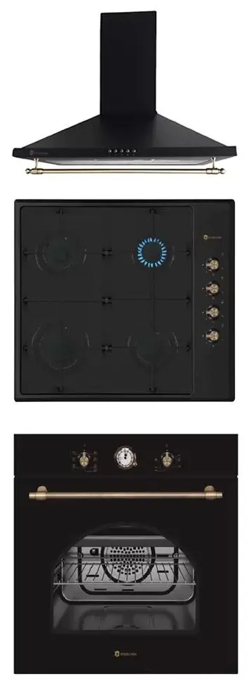 Set electrocasnice Studio Casa Dolce Vita Rustic FEDV60 Nero + Dolce Vita PDV60 Nero + Onda Retro (Black)