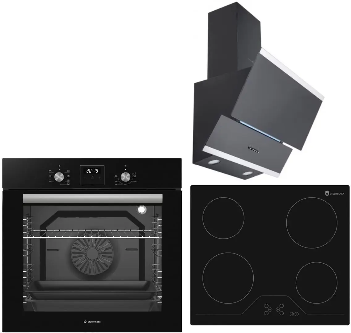 Set electrocasnice incorporabile Studio Casa Ambra Nero FE808 + VCR4RSP60 + Moderna Turbo (Black)