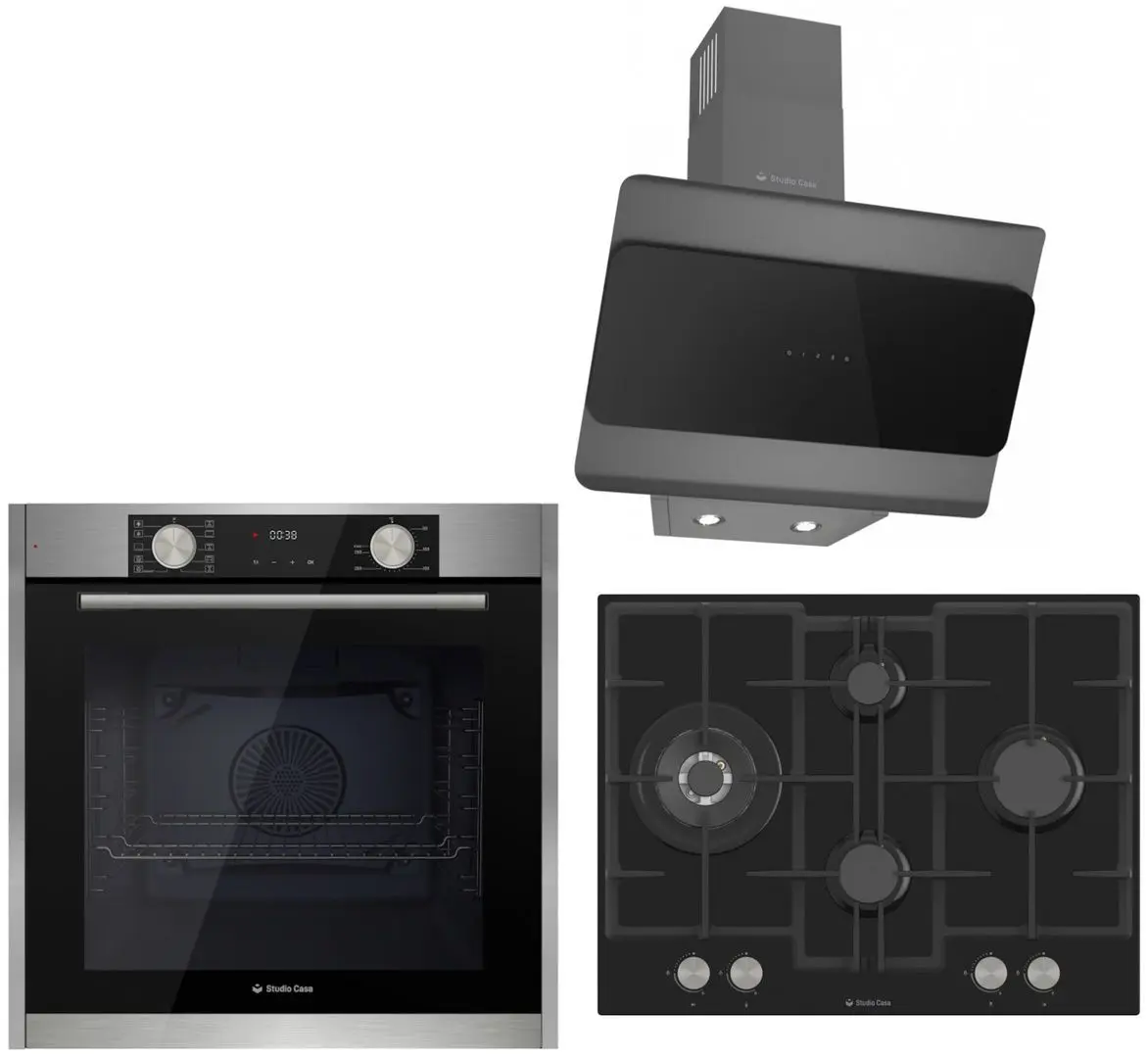 Set electrocasnice incorporabile Studio Casa Bellagio FE8102 + Bellagio Nero 70 + Lenno Black (Inox/Black)