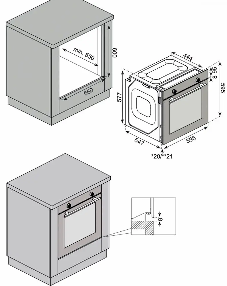 Set electrocasnice incorporabile Studio Casa Bellagio FE8102 + Bellagio Nero 70 + Wind Turbo Black (Inox/Black)