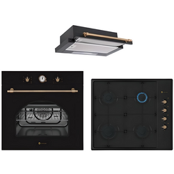 Set electrocasnice incorporabile Studio Casa Dolce Vita FEDV60NERO + Dolce Vita PDV60NERO + Lean Retro Nero (Black/Gold)