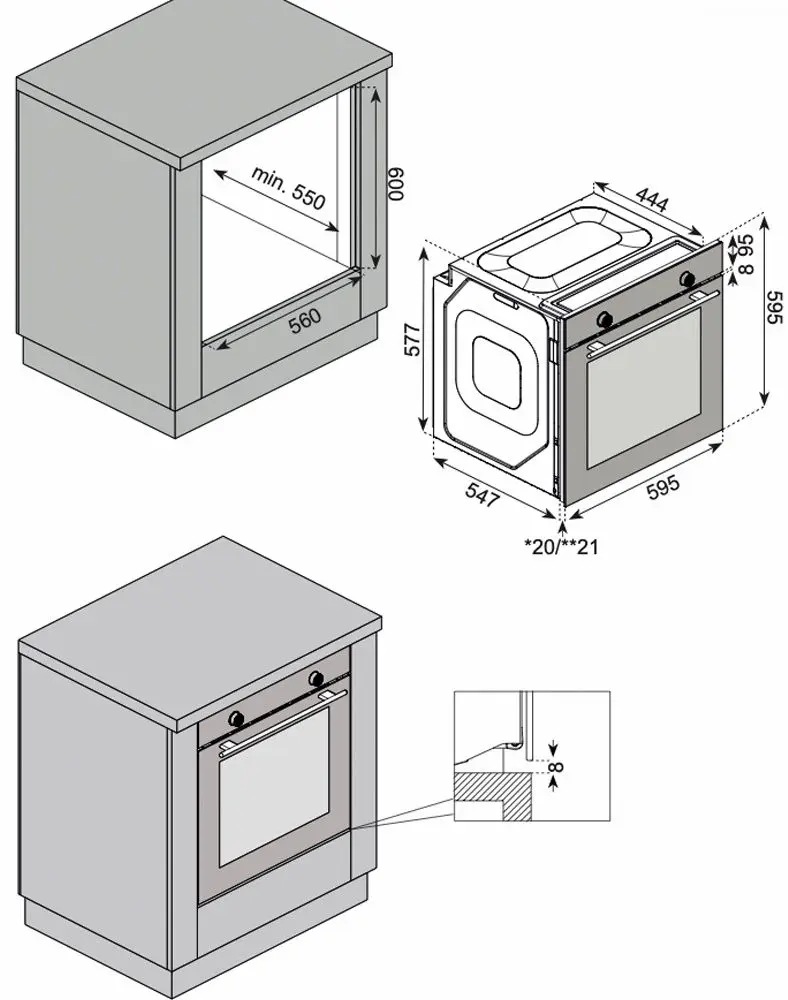 Set electrocasnice incorporabile Studio Casa Elegance Aqua Cooking Art Grey FE810 + Elegance Grey 70 + Dual Plane Grey 60 (Grey/Inox)
