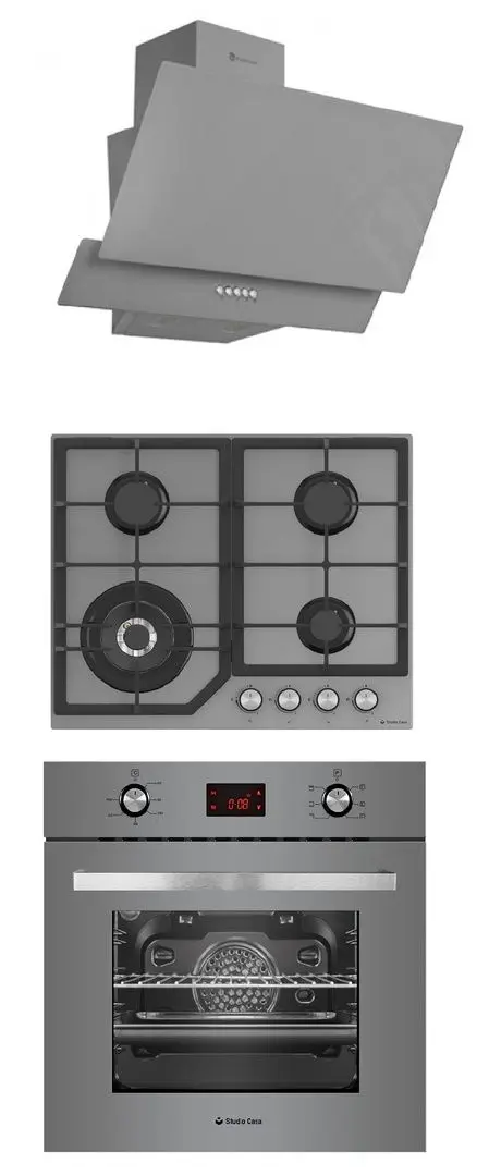 Комплект встраиваемой техники Studio Casa FE660 Parma Glass + Glam Duo + Parma Glass (Grey)