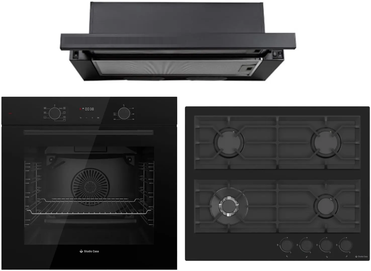 Set electrocasnice incorporabile Studio Casa Rialto FE737 + Rialto 60 + Wind Turbo Black (Black)