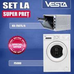 Set electrocasnice Vesta F5080 + KS-75CTL/S (White/Silver)