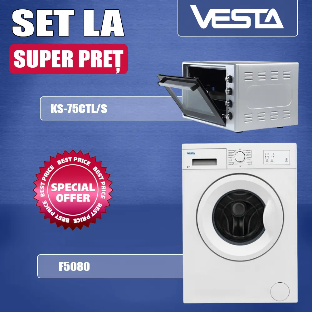Комплект бытовой техники Vesta F5080 + KS-75CTL/S (White/Silver)