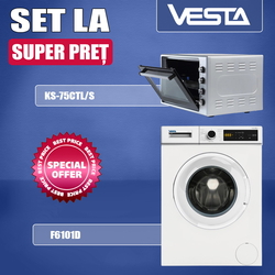 Set electrocasnice Vesta F6101D + KS-75CTL/S (White/Silver)