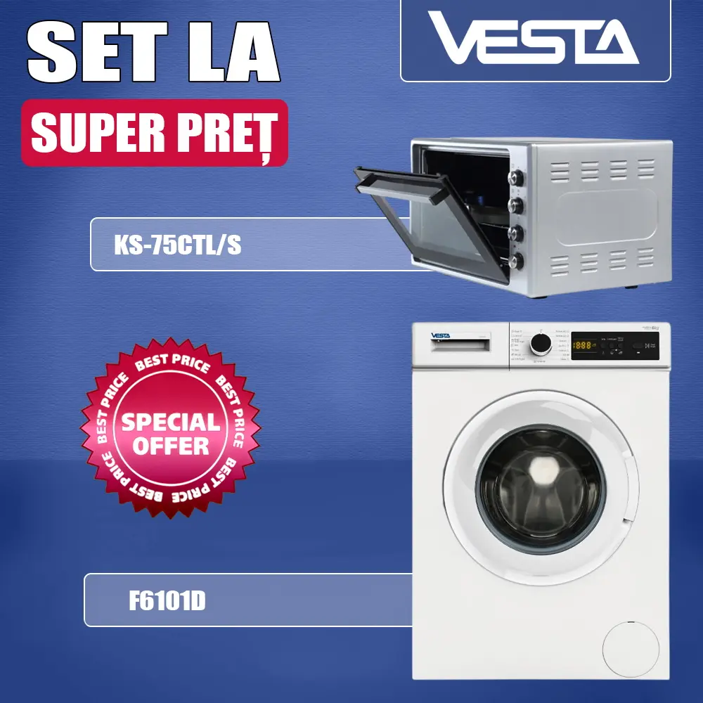 Комплект бытовой техники Vesta F6101D + KS-75CTL/S (White/Silver)