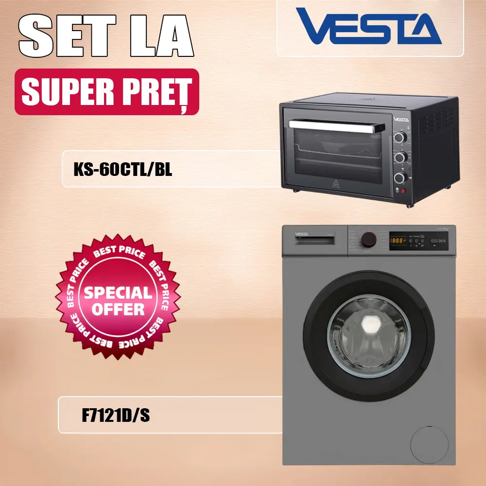 Set electrocasnice Vesta F7121D/S + KS-60CTL/BL (Grey/Black)