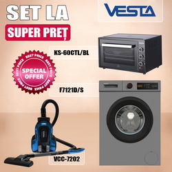Set electrocasnice Vesta F7121D/S + KS-60CTL/BL + Vesta VCC-7202 (Grey/Black/Blue)