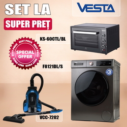 Set electrocasnice Vesta F8121DL/S + KS-60CTL/BL + VCC-7202 (Grey/Black/Blue)