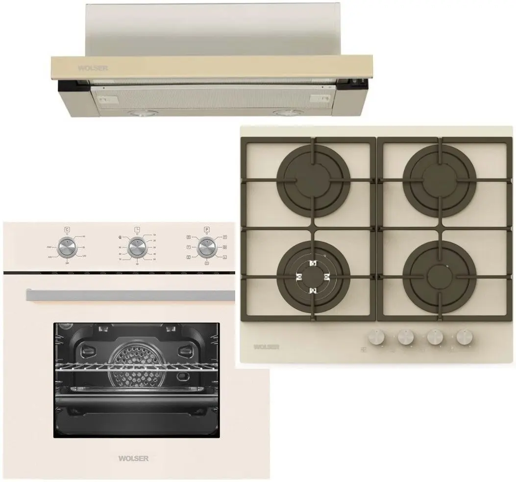 Комплект встраиваемой техники Wolser WL-60 FG IX + WL-6400 GBN + 456839 (Ivory)