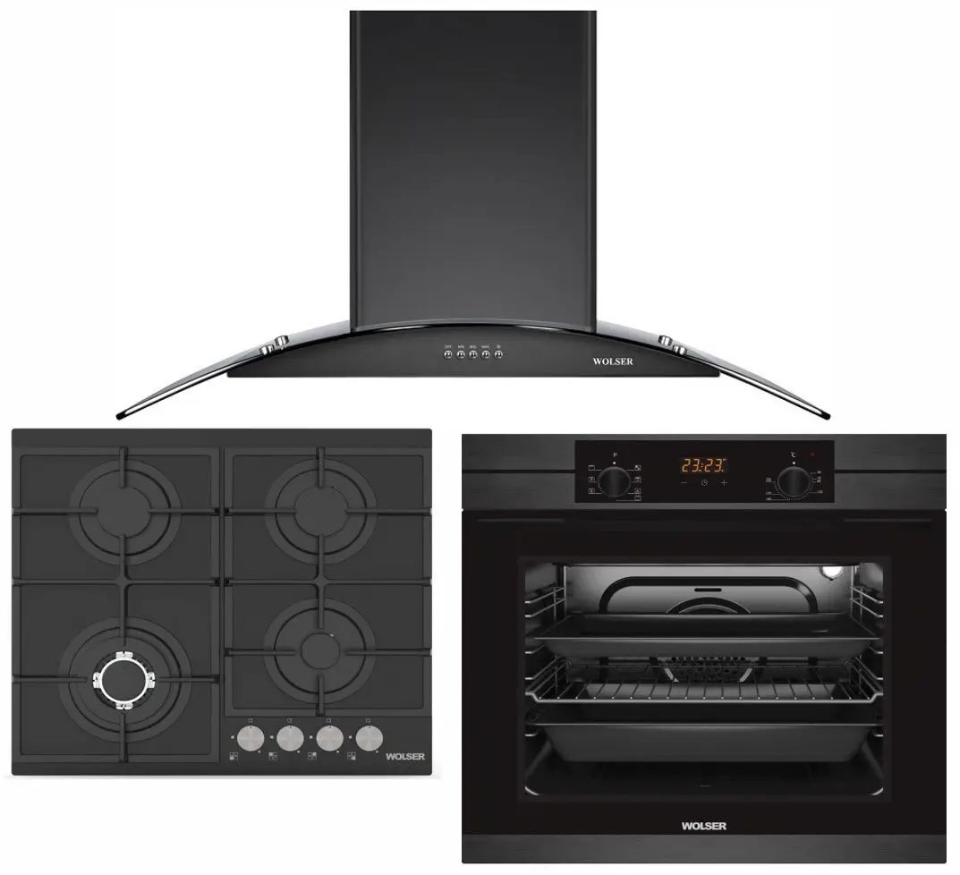 Комплект встраиваемой техники Wolser WL-6400 GBN V FFD + WL-TR08 + WL-TR 60 AGB (Black)