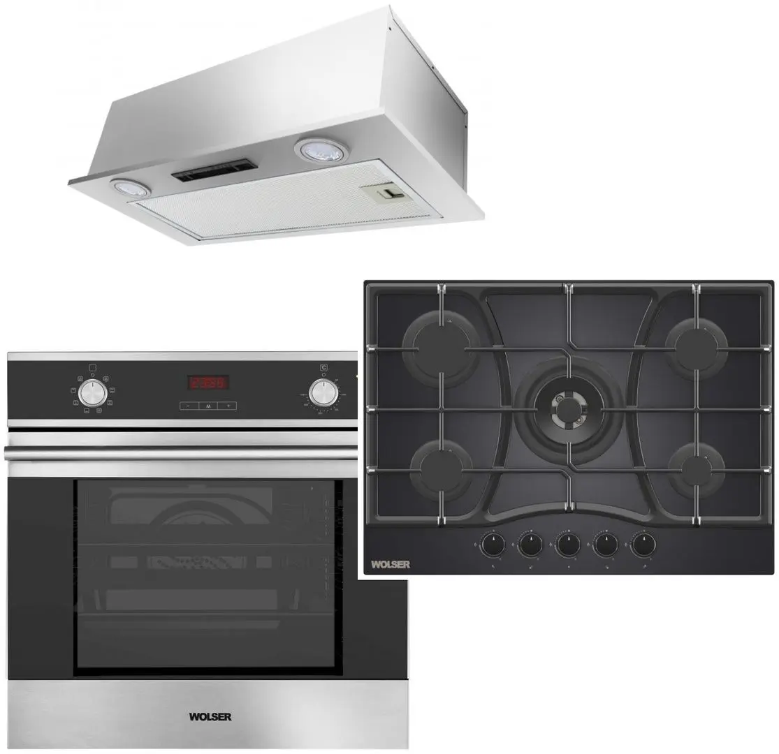 Set electrocasnice incorporabile Wolser WL-F 60 TC + WL-6400 GBN V FFD + WL-TR06 DB V (Black)