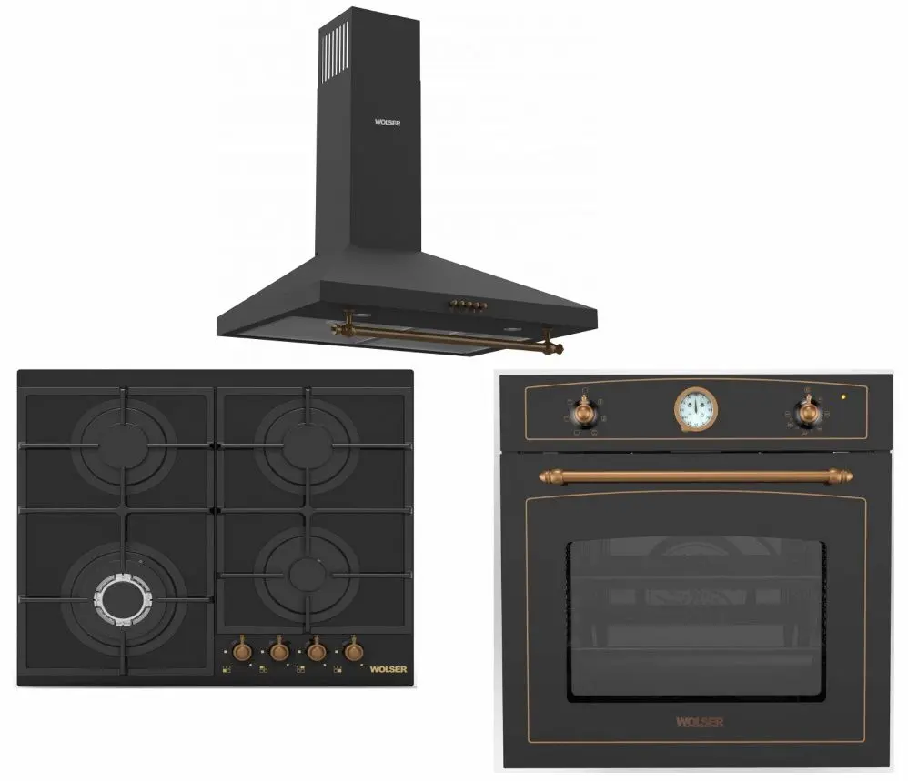 Set electrocasnice incorporabile Wolser WL-B 60 M + WL-6400 + WL-TR06 (Black Rustic)