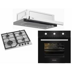 Set electrocasnice incorporabile Wolser WL-F 60 SLIM + WL-F 6400 GBN Q + WL-F 66 MSN (Black/Inox)