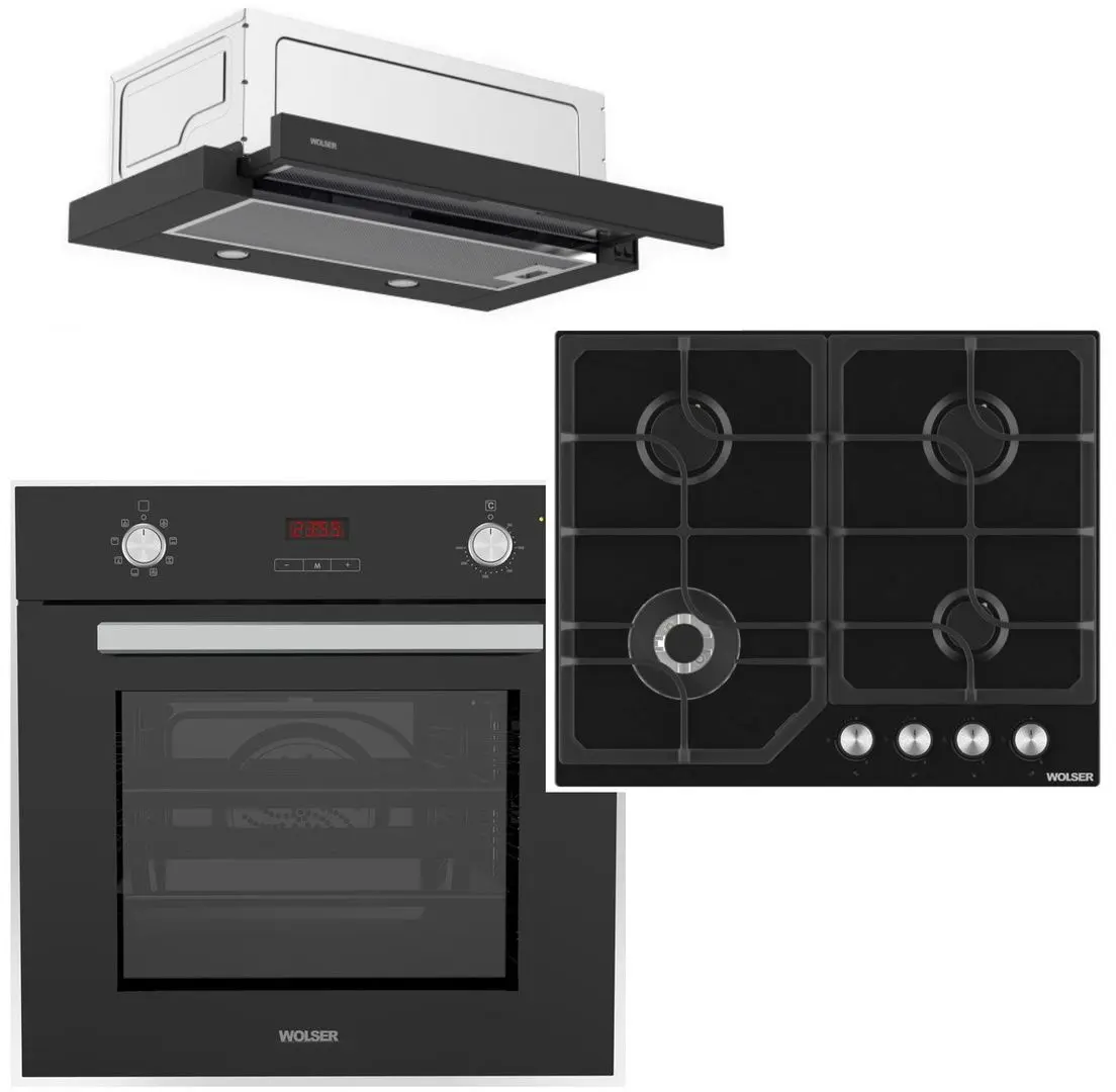 Комплект встраиваемой техники Wolser WL-F 60 Slim + WL-F 6400 GBN Q + WL-TR08 DB V (Black)