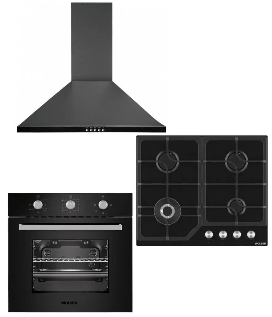 Комплект встраиваемой техники Wolser WL-F 601 AF + WL-F 6400 GBN Q + WL-F 66 MSN (Black)