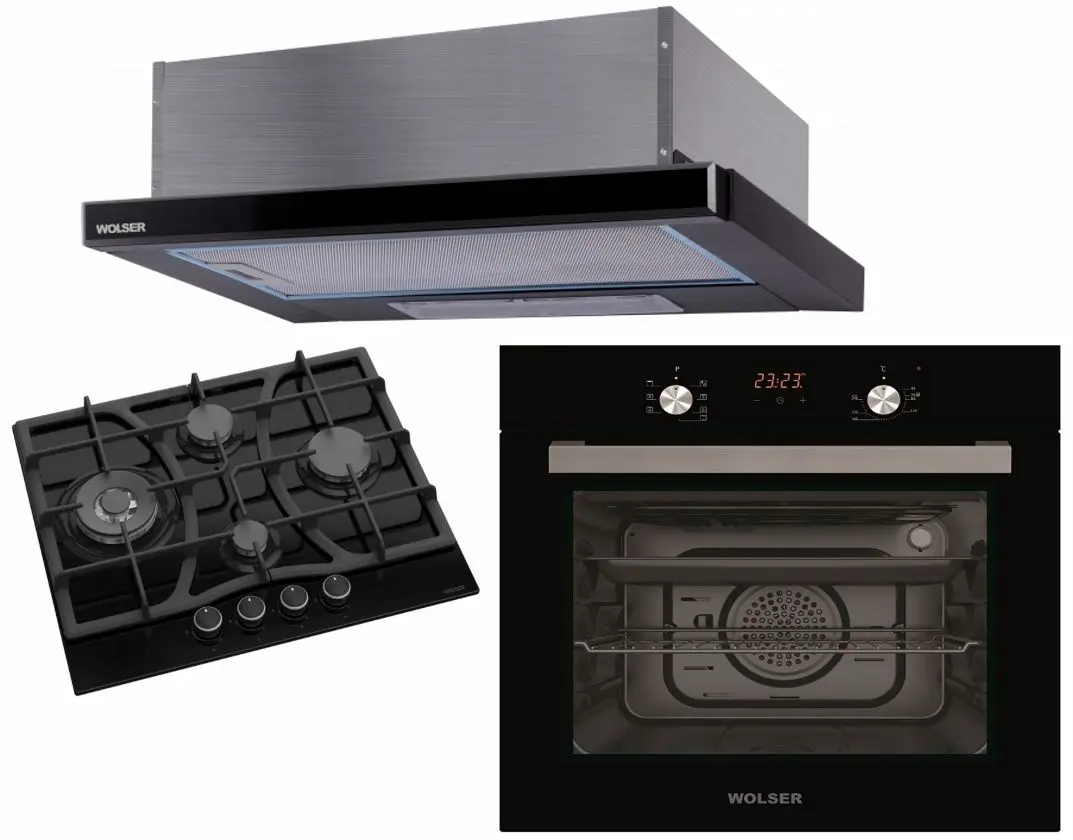 Комплект встраиваемой техники Wolser WL-F 6403 GT IC Romb + WL-TR08DB + WL-TR 60 FG (Black)