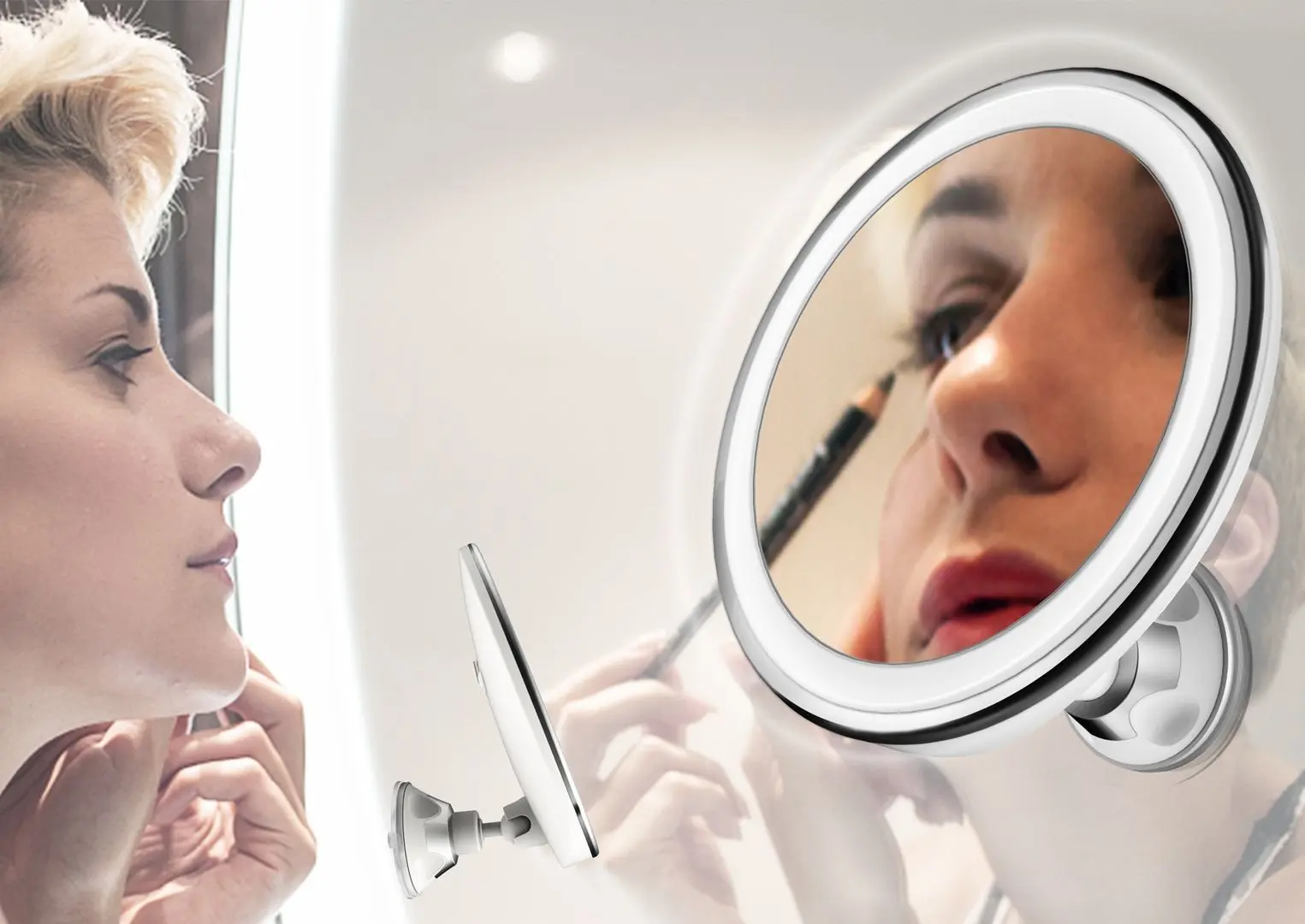 Oglindă cosmetică cu iluminare Adler AD 2168 (White/Inox)