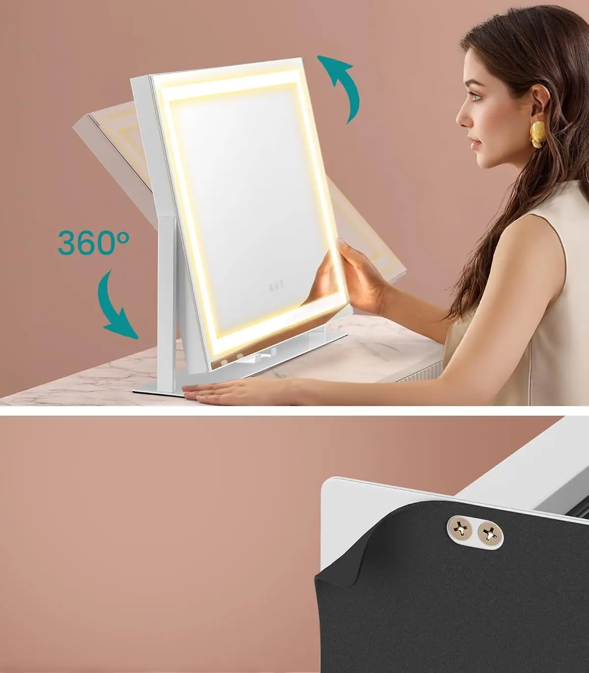 Oglinda cosmetica cu iluminare Songmics LWM002W02 (White) - 4