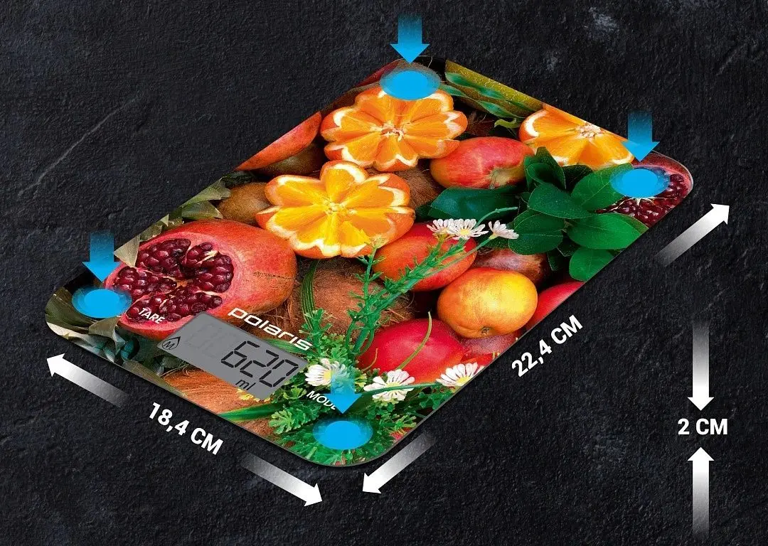 Весы кухонные Polaris PKS 1057DG Fruits (Multicolor)