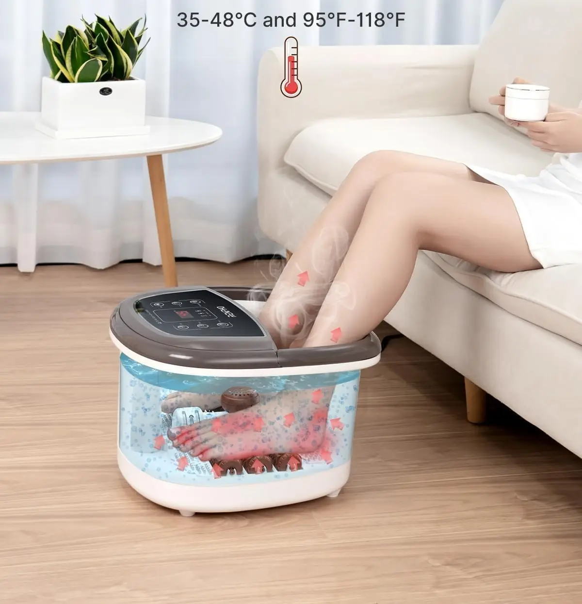 Массажная ванночка для ног Renpho Pro JD618 (Brown/White) - 3