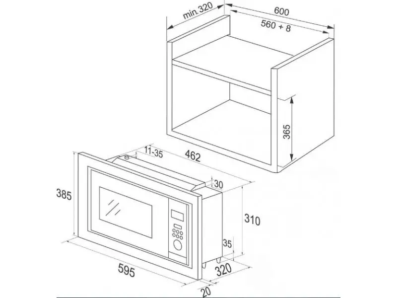Cuptor cu microunde incorporabil Amica AMGB20E2GB (Black)