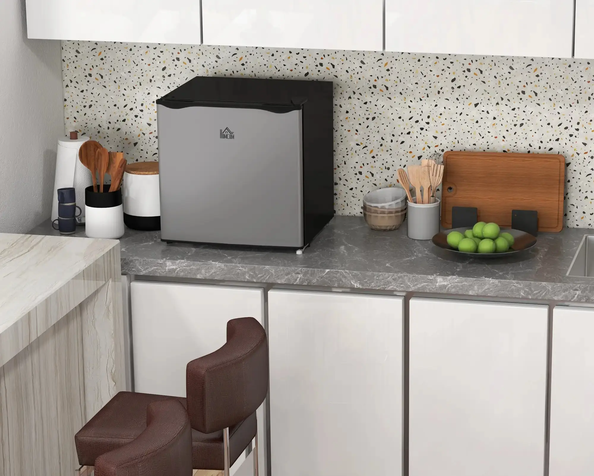 Мини-морозильная камера HomCom 800-127V90SR (Silver/Black) - 2