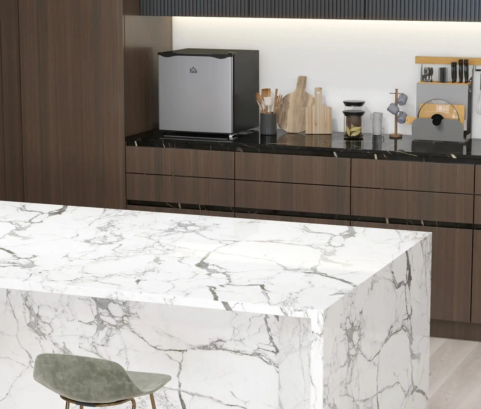 Мини-морозильная камера HomCom 800-127V90SR (Silver/Black) - 3