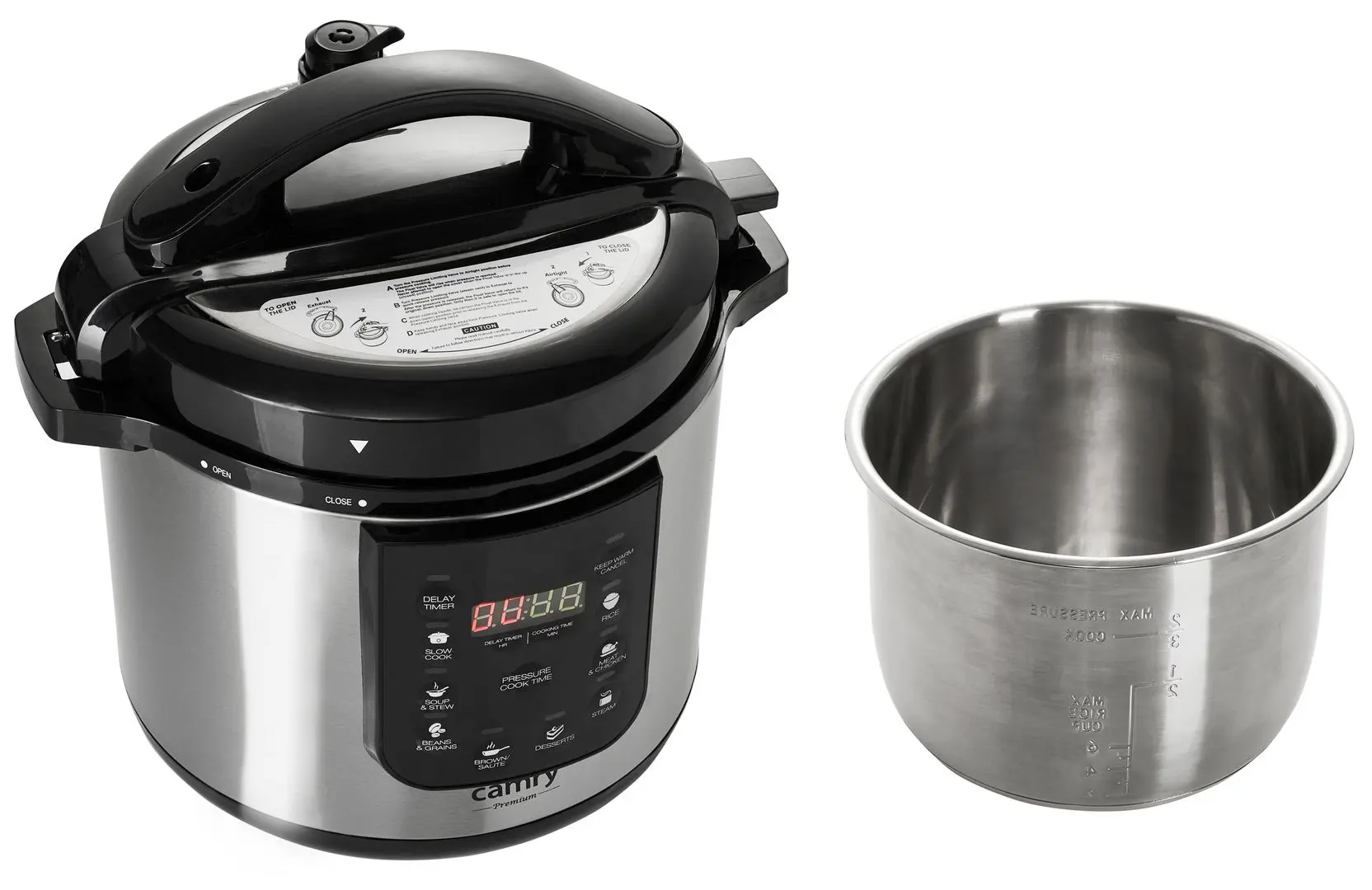 Multicooker-oala sub presiune Camry CR 6409 (Inox/Black)